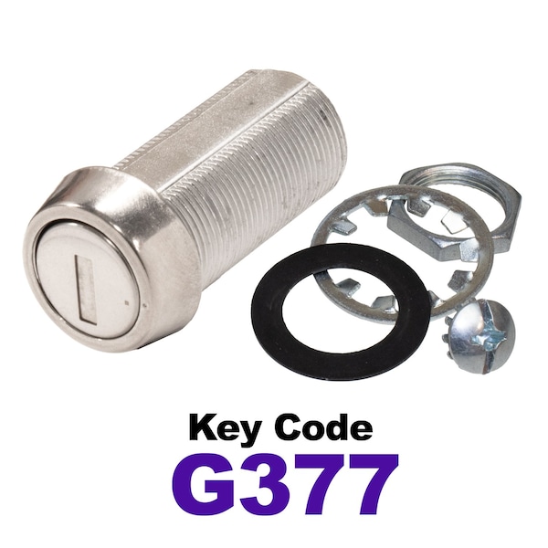 Global RV SS Compartment Lock, Cam/Blade Style, 1-3/8in Threaded Barrel, Keyed to G377, Blades not Included CLB-377-138-SS - main